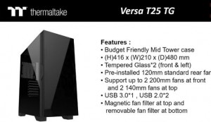 Thermaltake анонсировала бюджетный корпус Versa T25 TG