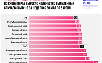 Красноярский край и Хакасия показали самый низкий недельный прирост случаев Covid-19 в Сибири