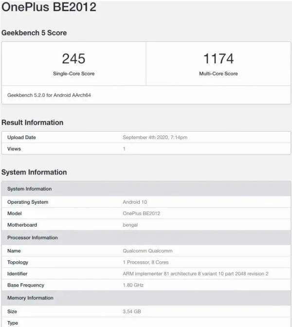 Смартфон OnePlus Clover появился в Geekbench