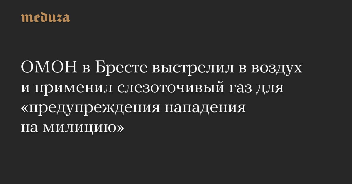 ОМОН в Бресте выстрелил в воздух и применил слезоточивый газ для «предупреждения нападения на милицию»