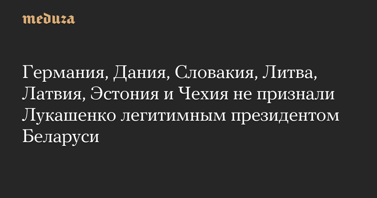 Германия, Дания, Словакия, Литва, Латвия, Эстония и Чехия не признали Лукашенко легитимным президентом Беларуси