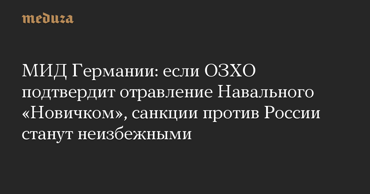 МИД Германии: если ОЗХО подтвердит отравление Навального «Новичком», санкции против России станут неизбежными