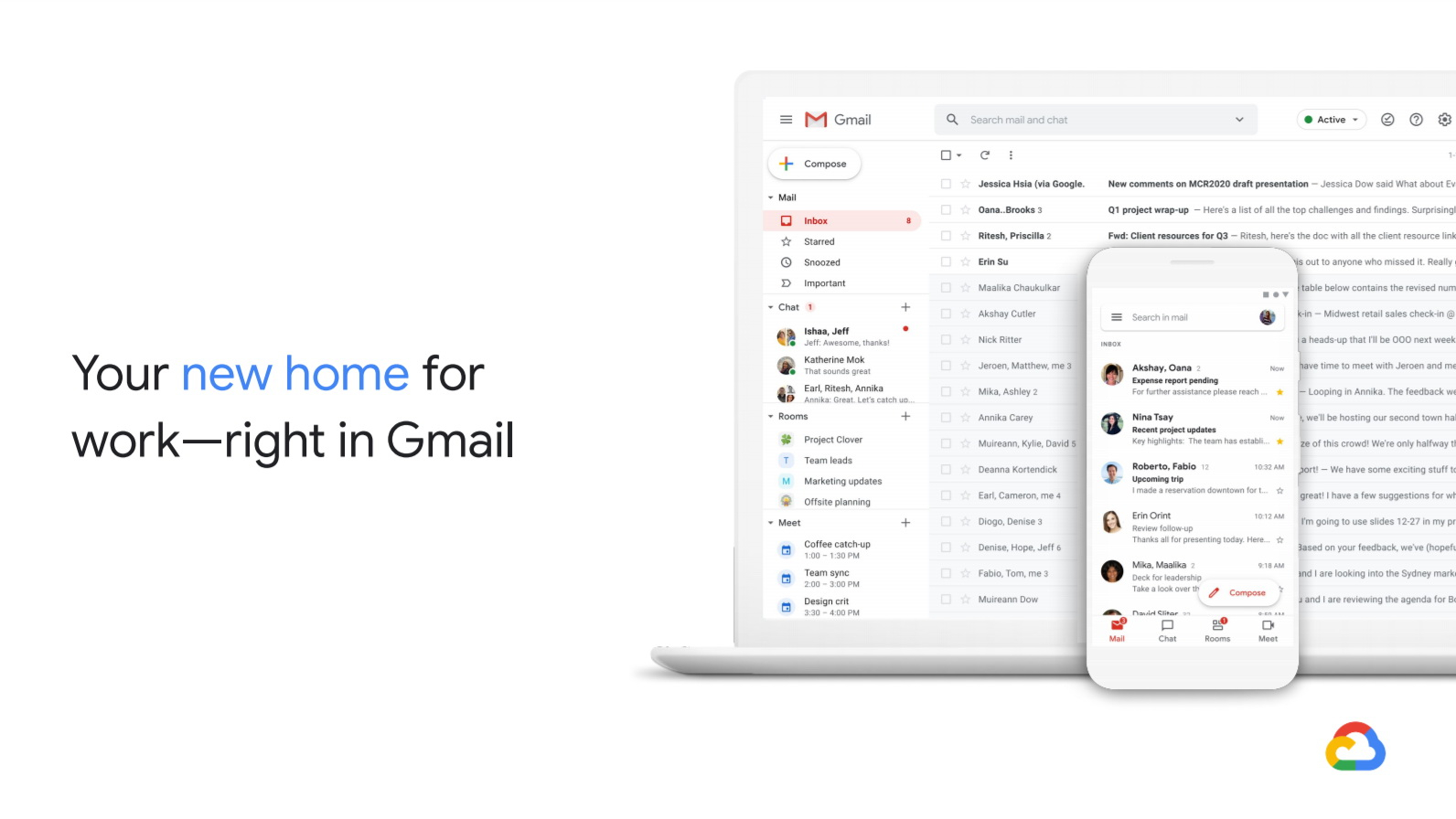 В почтовый сервис Gmail интегрируют Google Meet, Google Docs и чат