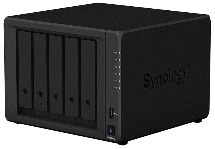 Сетевое хранилище Synology DiskStation DS1520+ имеет два слота M.2 и четыре порта 1GbE LAN