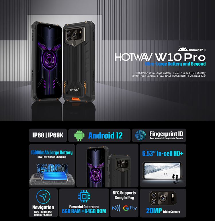 Начались продажи сверхпрочного смартфона Hotwav W10 Pro с батареей ёмкостью 15 000 мА·ч