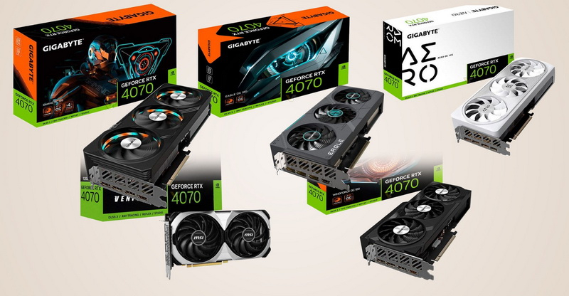 В Сети опубликовали изображения GeForce RTX 4070 от Gigabyte, Palit, Zotac и MSI