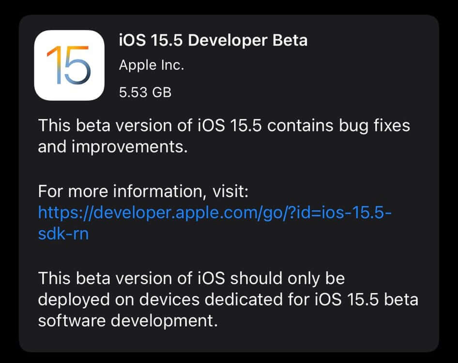 Apple выпустила первую бета-версию iOS 15.5. Что нового