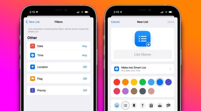 Напоминания в iOS 15 получили новую функцию «Умный список»