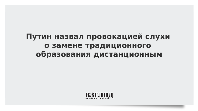 Путин назвал провокацией слухи о замене традиционного образования дистанционным