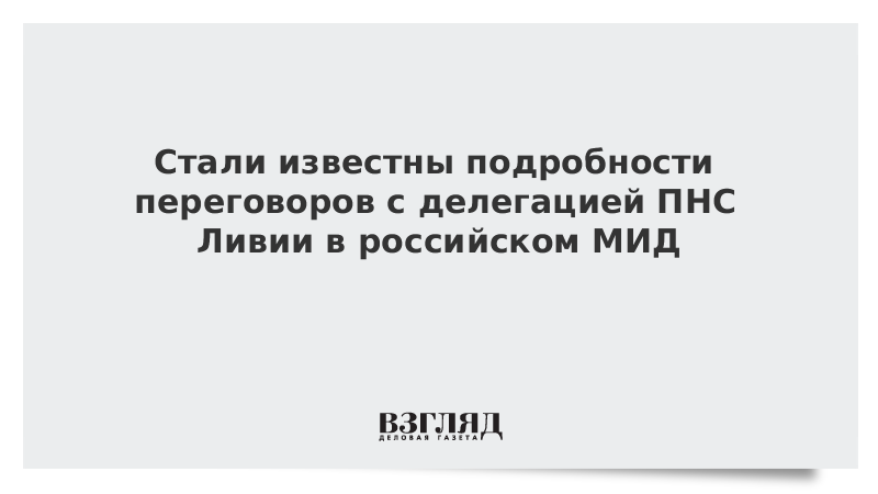 Стали известны подробности переговоров с делегацией ПНС Ливии в российском МИД