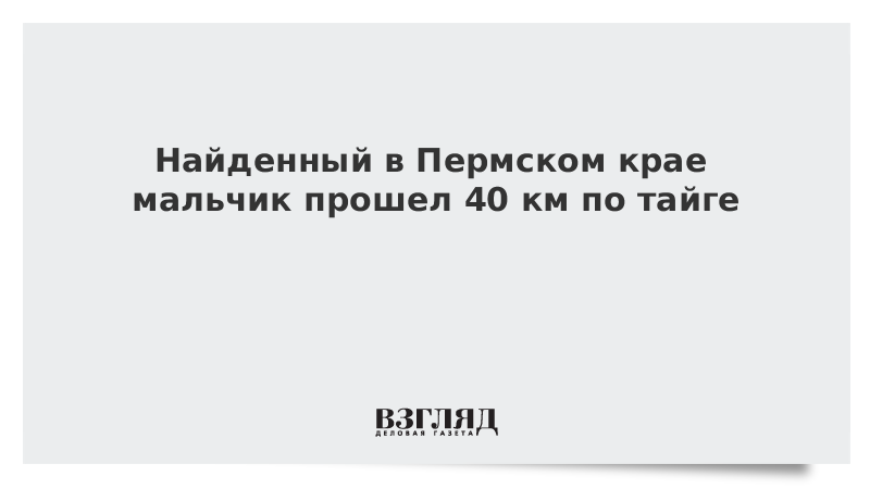 Найденный в Пермском крае мальчик прошел 40 км по тайге