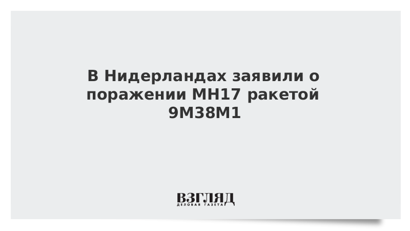 В Нидерландах заявили о поражении MH17 ракетой 9М38М1