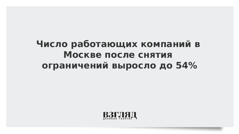 Число работающих компаний в Москве после снятия ограничений выросло до 54%