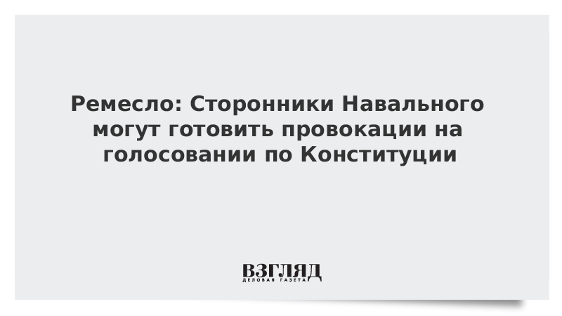 Ремесло: Сторонники Навального могут готовить провокации на голосовании по Конституции