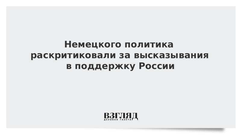 Немецкого политика раскритиковали за высказывания в поддержку России