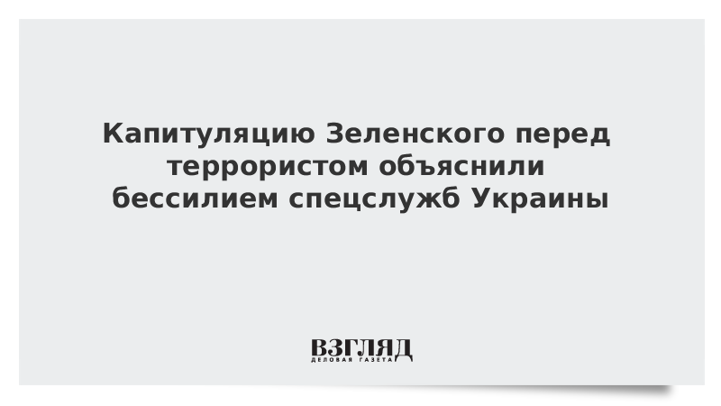 Капитуляцию Зеленского перед террористом объяснили бессилием спецслужб Украины