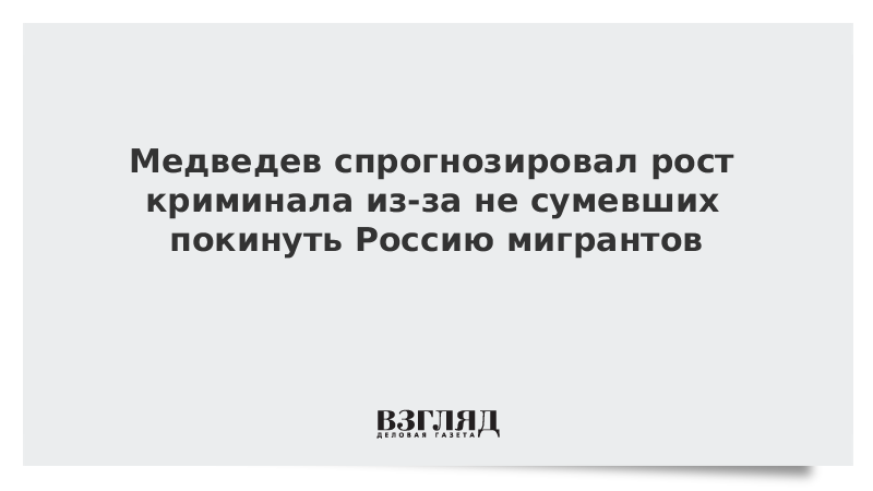 Медведев спрогнозировал рост криминала из-за не сумевших покинуть Россию мигрантов