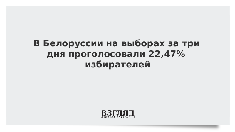 В Белоруссии на выборах за три дня проголосовали 22,47% избирателей