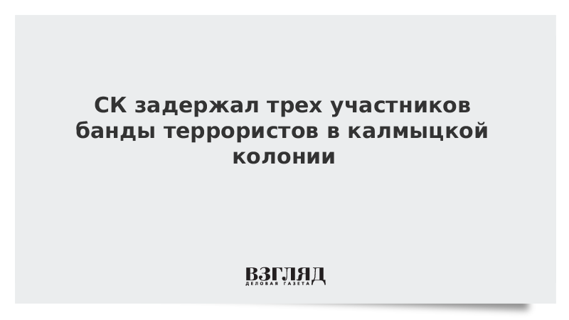 СК задержал трех участников банды террористов в калмыцкой колонии