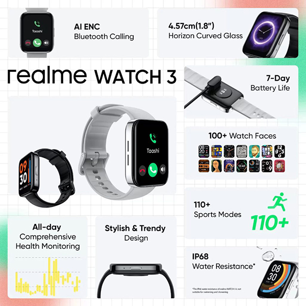 Представлены Realme Watch 3 с поддержкой телефонных звонков