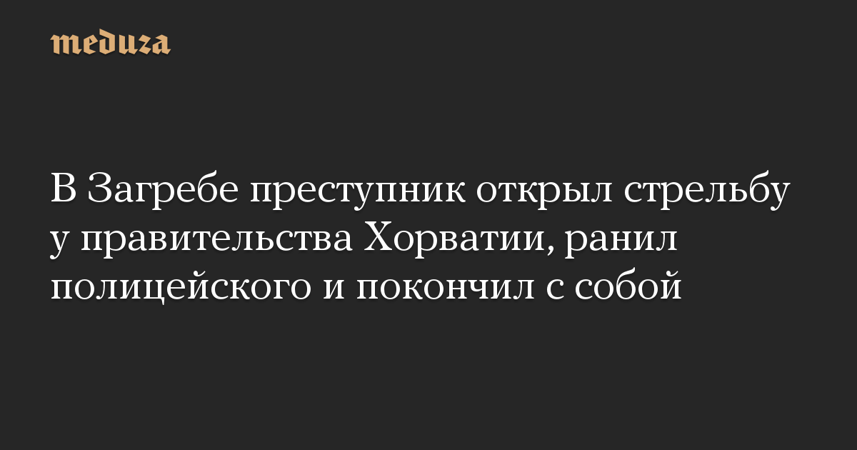 В Загребе преступник открыл стрельбу у правительства Хорватии, ранил полицейского и покончил с собой