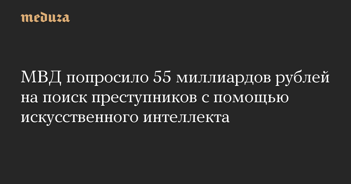 МВД попросило 55 миллиардов рублей на поиск преступников с помощью искусственного интеллекта