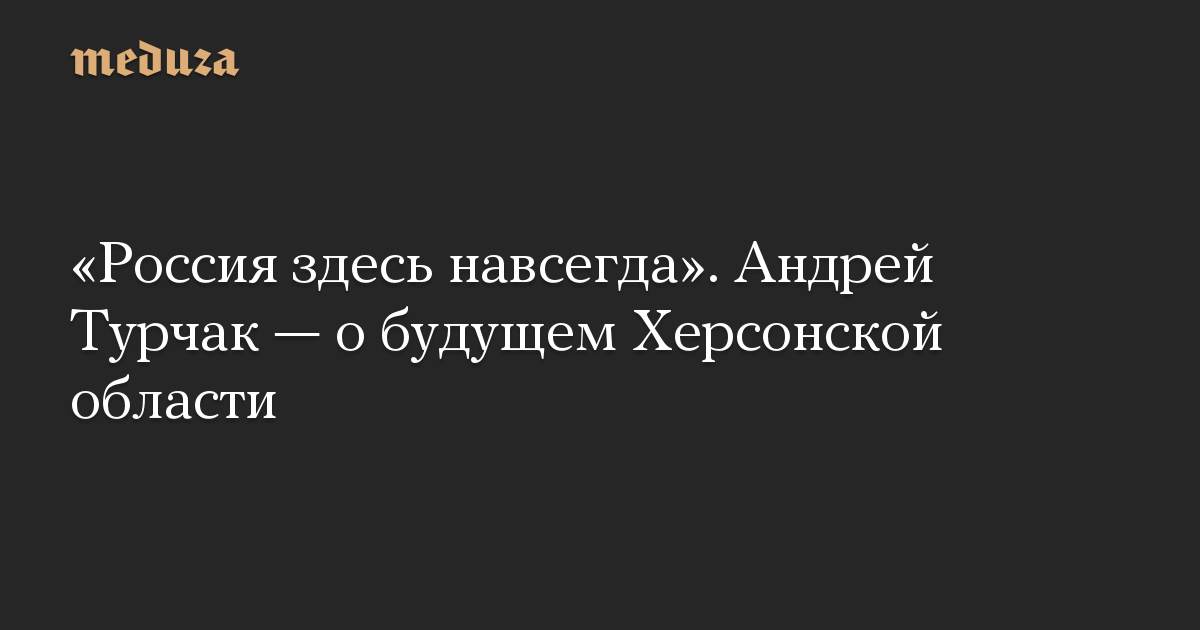 «Россия здесь навсегда». Андрей Турчак — о будущем Херсонской области