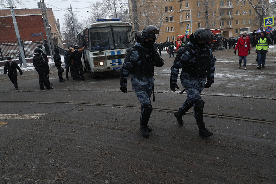 Акция протеста в поддержку Навального. Онлайн