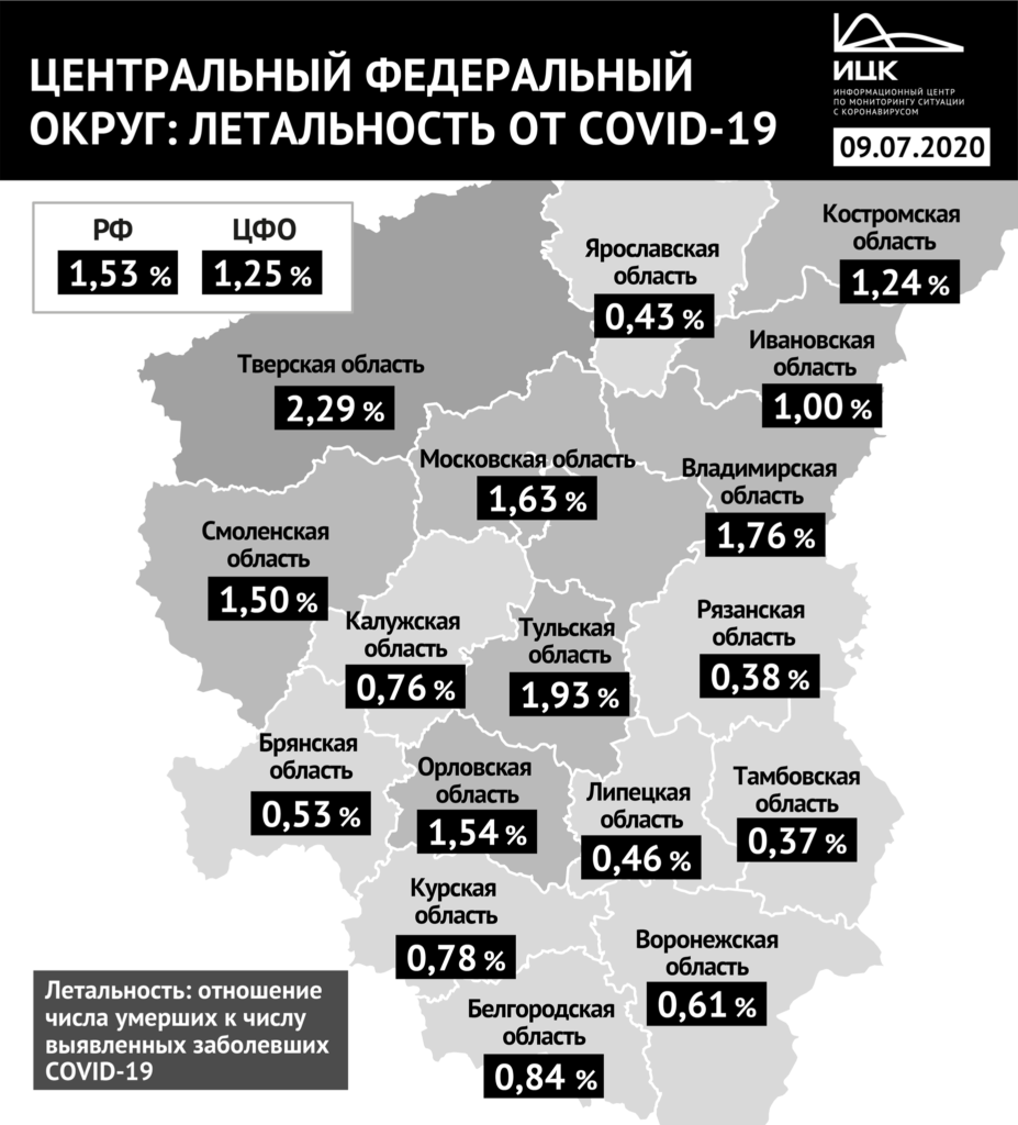 Смертность от коронавируса в Смоленской области остается высокой