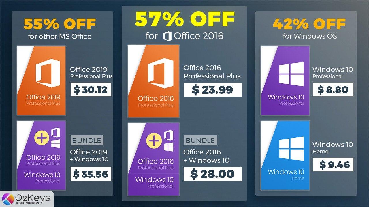 Летняя распродажа: Windows 10 за $8,8 и Office 2016 за $23,99