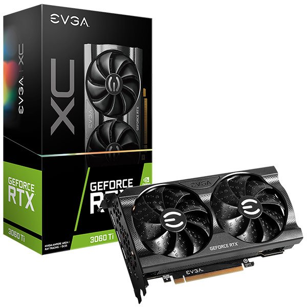 Видеокарта EVGA GeForce RTX 3060 Ti FTW3 оснащена системой охлаждения с тремя вентиляторами, а ее процессор разогнан до 1800 МГц