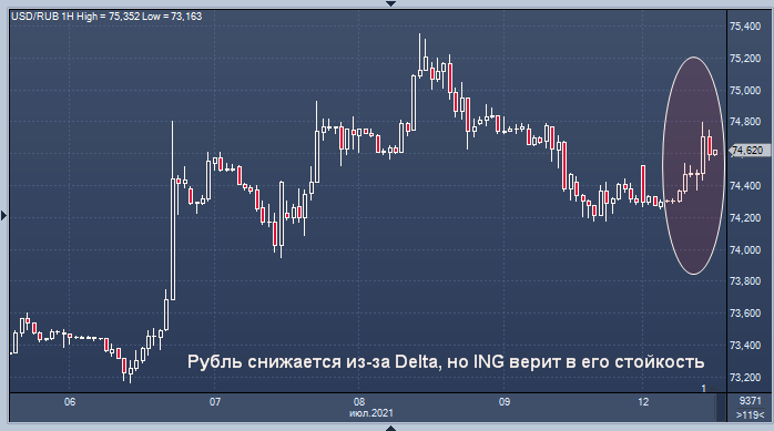 Рубль снижается из-за Delta, но ING верит в его стойкость