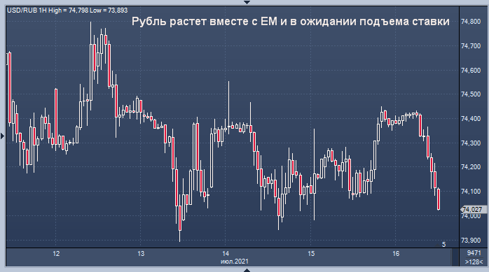 Рубль сегодня находится в числе лидеров EM