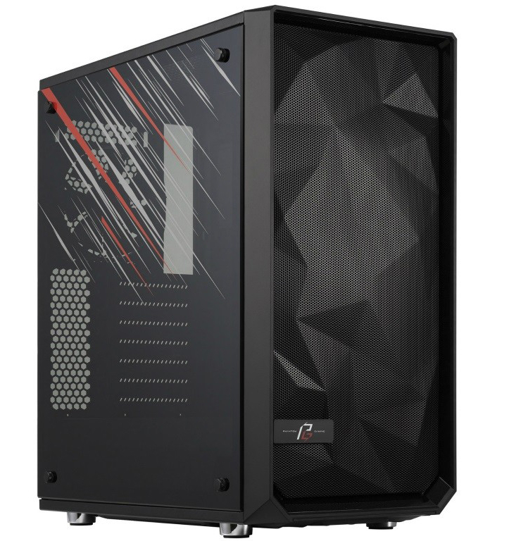 Корпус Fractal Design Meshify C TG Phantom Gaming Edition оформлен в стиле видеокарт и материнских плат ASRock