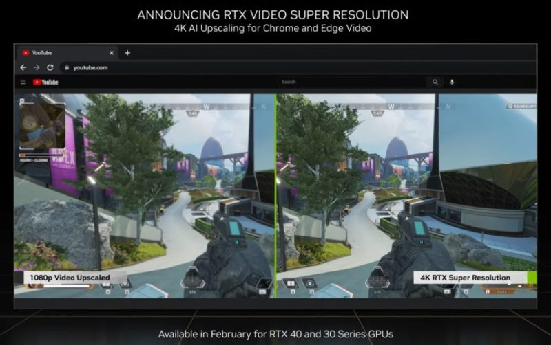 В браузере Google Chrome 110 появилась поддержка NVIDIA RTX Video Super Resolution