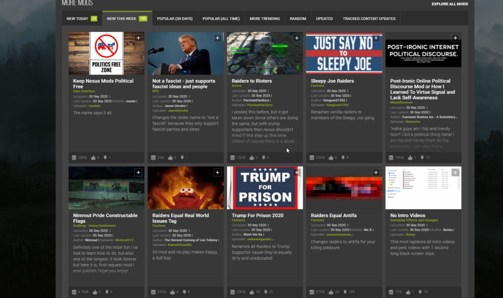 NexusMods временно заблокировал политические моды для игр
