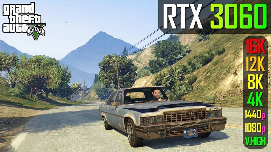 Народную видеокарту GeForce RTX 3060 за 30 000 рублей протестировали в хитовой GTA 5 в 1080p, 2K, 4K, 8K, 12K и 16K