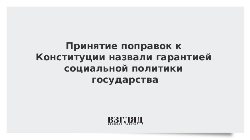 Принятие поправок к Конституции назвали гарантией социальной политики государства