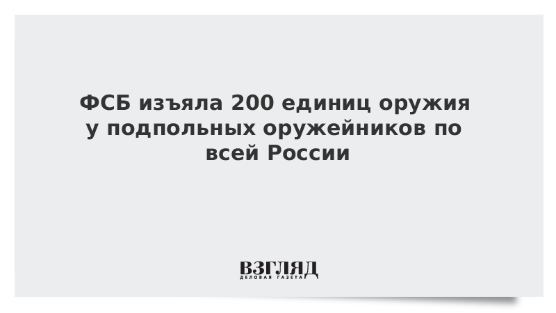 ФСБ изъяла 200 единиц оружия у подпольных оружейников по всей России