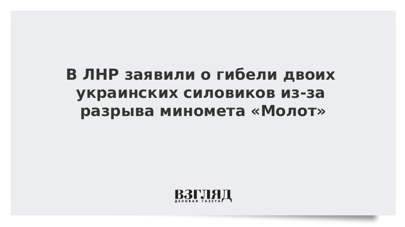 Украинские военнослужащие погибли из-за разрыва миномета «Молот» при обстреле территории ЛНР