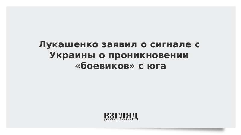 Лукашенко заявил о сигнале с Украины о проникновении «боевиков» с юга