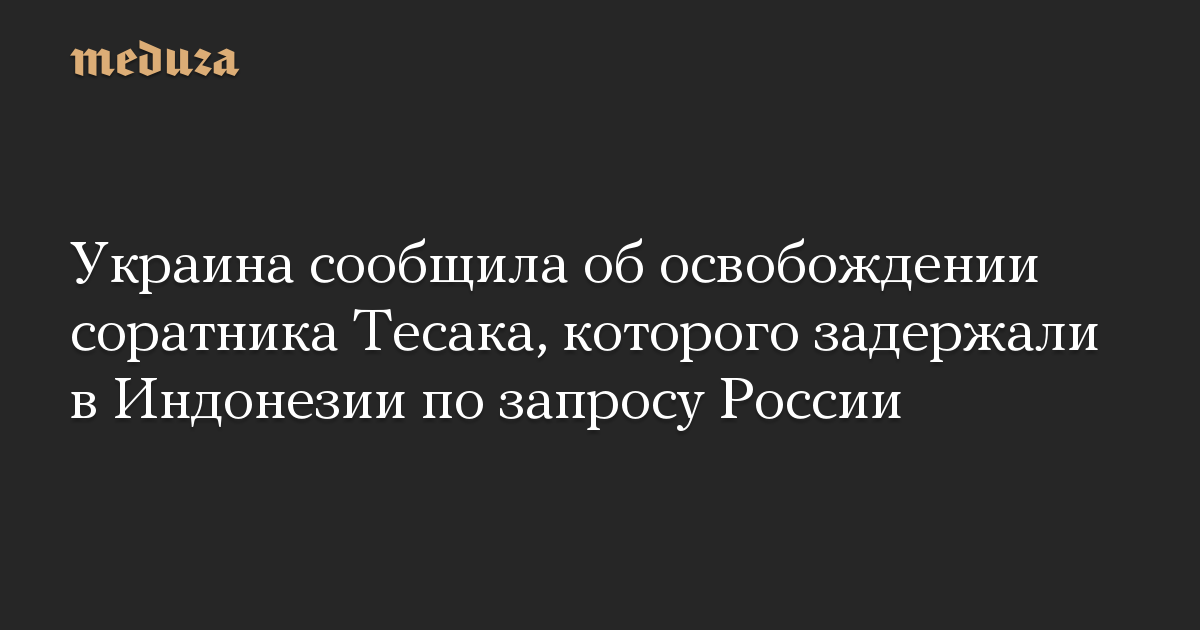 Украина сообщила об освобождении соратника Тесака, которого задержали в Индонезии по запросу России