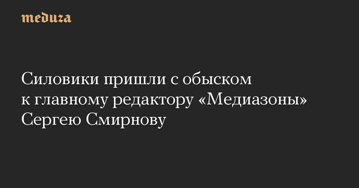 Силовики пришли с обыском к главному редактору «Медиазоны» Сергею Смирнову