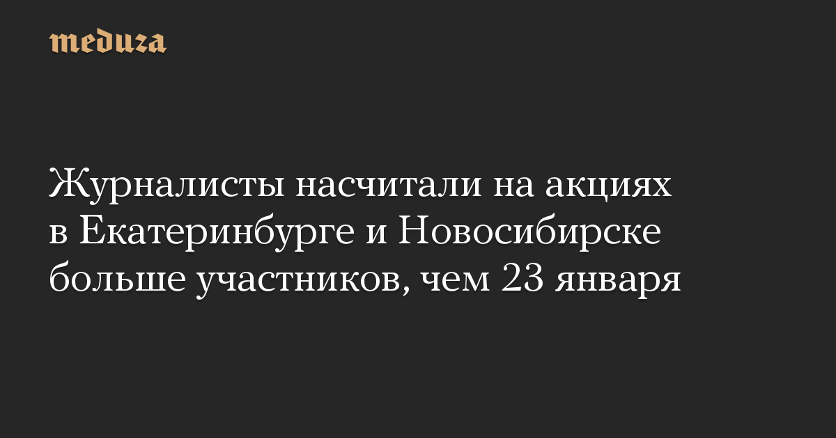 Журналисты насчитали на акциях в Екатеринбурге и Новосибирске больше участников, чем 23 января