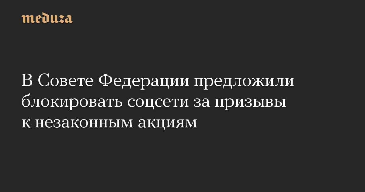 В Совете Федерации предложили блокировать соцсети за призывы к незаконным акциям