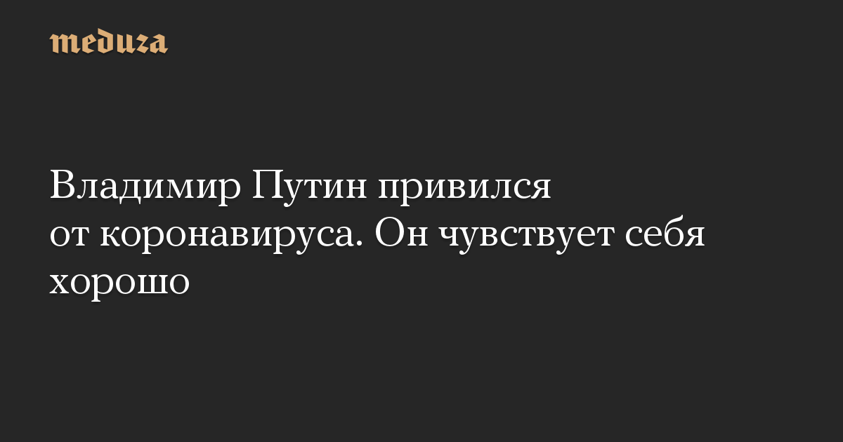 Владимир Путин привился от коронавируса. Он чувствует себя хорошо