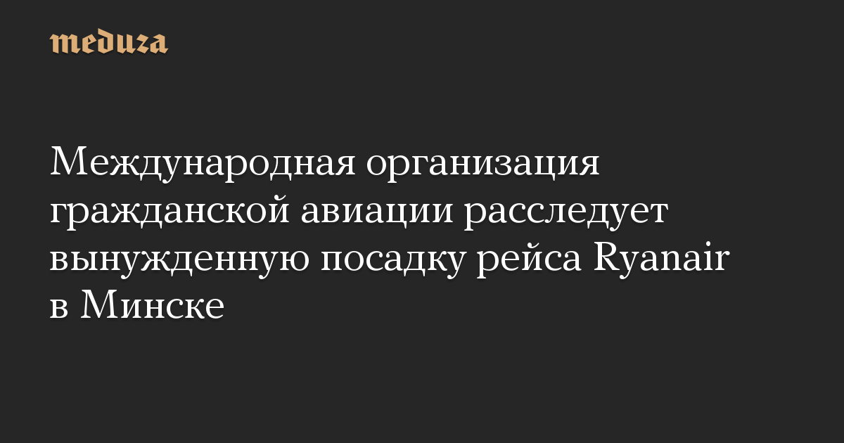 Международная организация гражданской авиации расследует вынужденную посадку рейса Ryanair в Минске