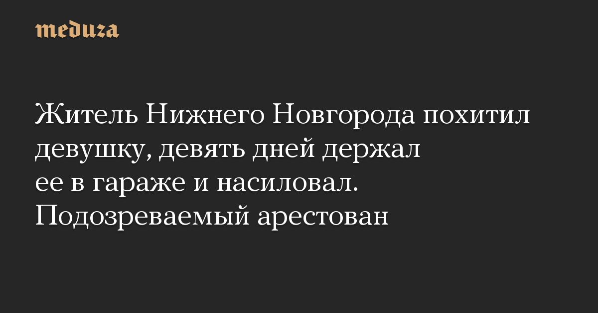 Житель Нижнего Новгорода похитил девушку, девять дней держал ее в гараже и насиловал. Подозреваемый арестован