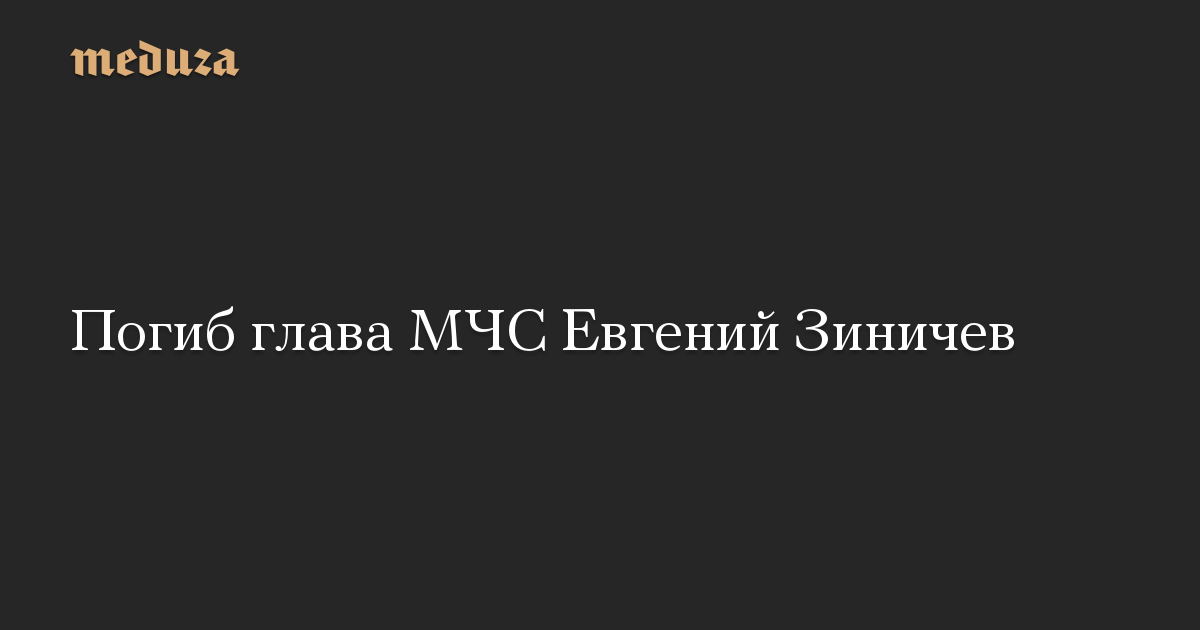 Погиб глава МЧС Евгений Зиничев