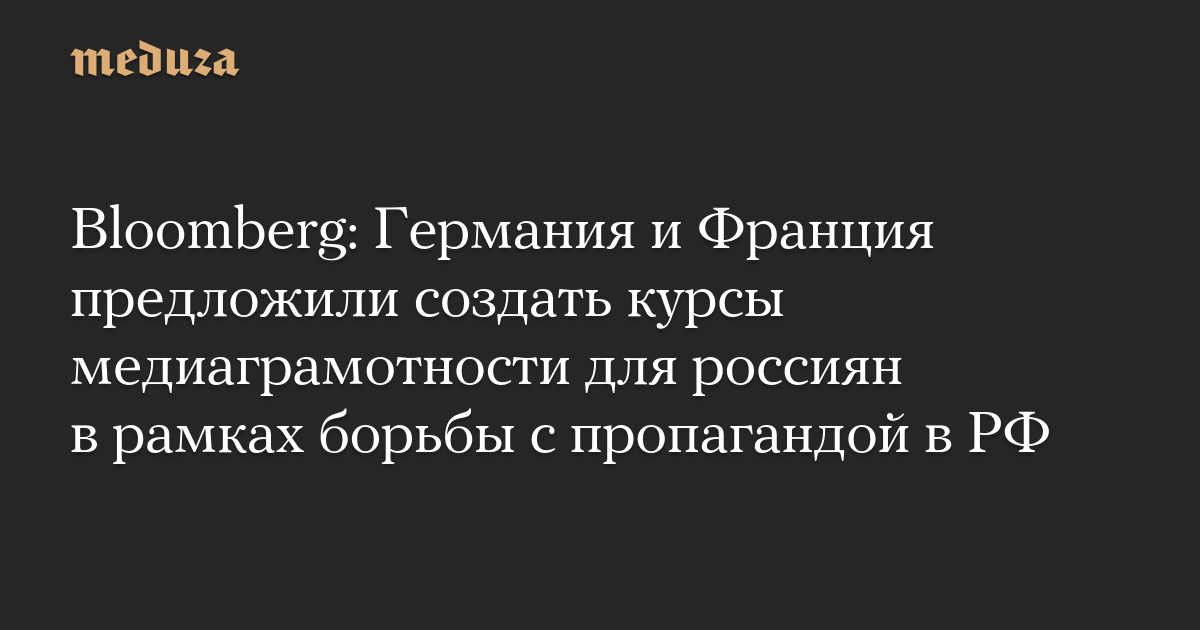 Bloomberg: Германия и Франция предложили создать курсы медиаграмотности для россиян в рамках борьбы с пропагандой в РФ